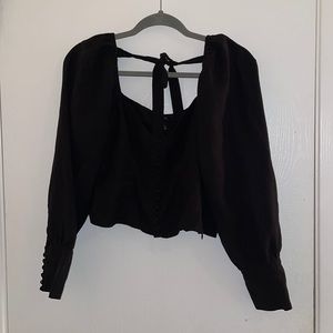 Black Long Sleeve Crop Top